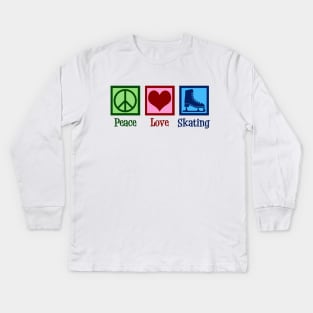 Peace Love Ice Skating Kids Long Sleeve T-Shirt